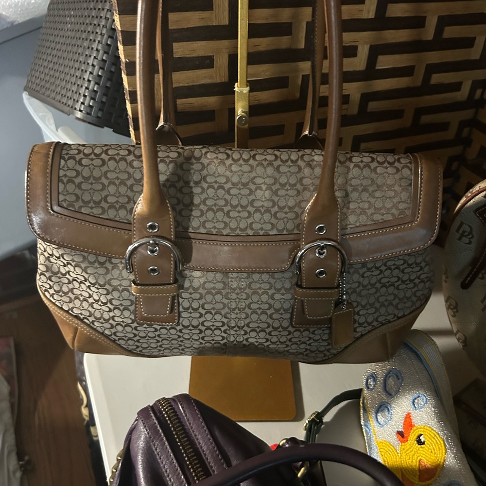 Vintage Coach Shoulder Hand bag Soho 7080 Brown Leather Buckle Y2K Hobo Purse